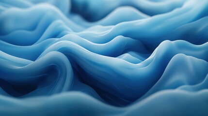 Poster - Dynamic abstract blue wave pattern featuring smooth, flowing forms. The gradient of blues creates a harmonious and calming visual effect