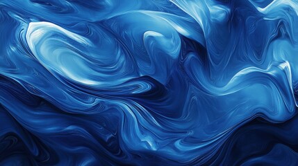 Fototapete - Dynamic abstract blue wave pattern with fluid, intertwined curves. The artwork uses varying blues to create a sense of depth and movement
