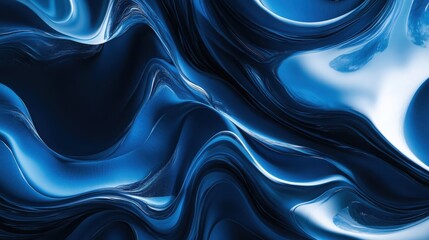 Fototapete - Dynamic abstract blue wave pattern with fluid, intertwined curves. The artwork uses varying blues to create a sense of depth and movement