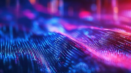 Fototapete - Dynamic abstract shapes illuminated by vivid light technology patterns, perfect for tech and digital themes