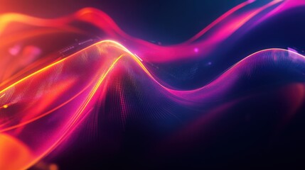 Fototapete - Dynamic abstract shapes illuminated by vivid light technology patterns, perfect for tech and digital themes