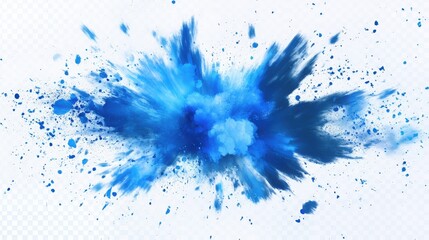 Poster - Dynamic blue color explosion with abstract splashes, isolated on a white or transparent background. Powerful and vivid with modern design elements