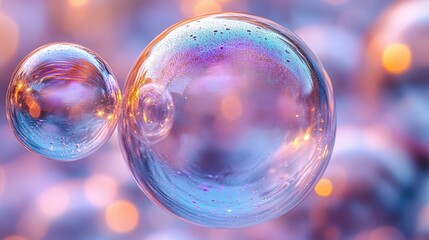 Poster - A symphony of iridescent hues dance within the translucent spheres, reflecting the ethereal glow of a distant light source.