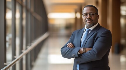 Sticker - Confident African American Bank Manager Portrait