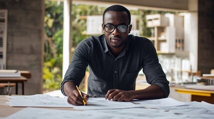 Poster - African Architect Engaged in Creative Work