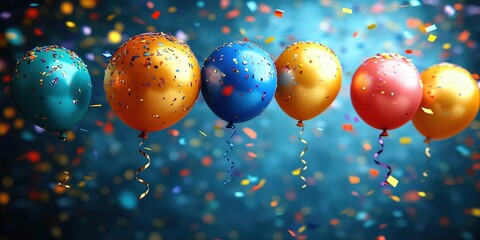 Poster - A festive backdrop of colorful balloons adorned with confetti, capturing the essence of celebration and joy.