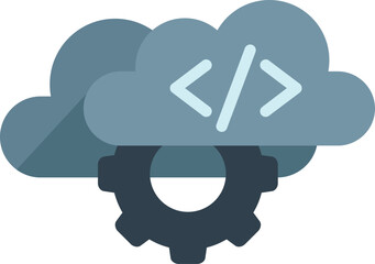 Fototapete - simple flat vector illustration of a cloud with code brackets over a gear representing cloud computi