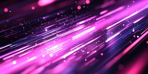 Aufkleber - Abstract Background with Diagonal Lines of Glowing Pink and Blue Light Streaks with Scattered Particles of Light