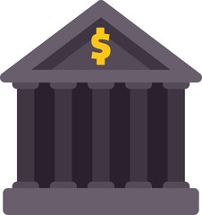 Poster - this vector illustration shows a bank building with columns, representing finance, business, and wea