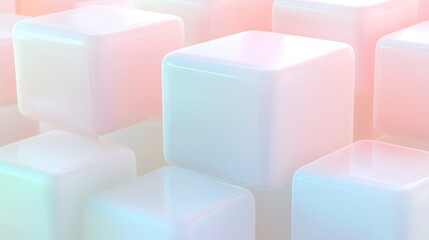 Wall Mural - A row of white cubes with a pinkish hue