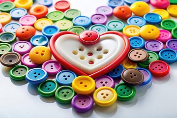 Colorful nurse buttons on a white background, symbolizing healthcare, support, and dedication to care