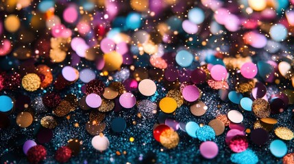 Aufkleber - A mesmerizing display of colorful confetti and sparkling glitter, creating a festive and celebratory atmosphere.