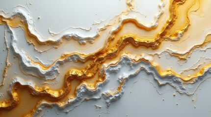 Poster - Golden and white abstract texture resembling layers of waves.