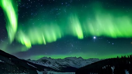 aurora borealis northern lights, reflection in the clear water on the epic skies background