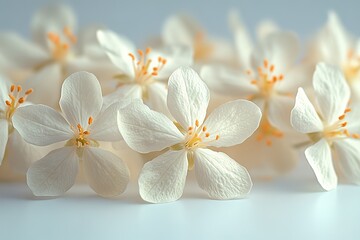 Wall Mural - A bunch of white flowers with orange tips