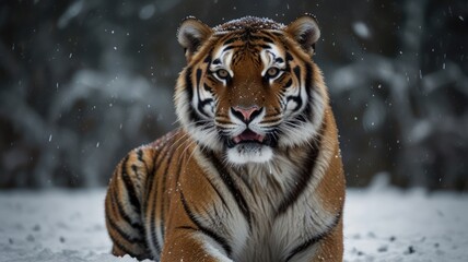 Poster - Majestic Tiger in Winter Wonderland