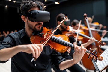 Poster - Digital 3D string quartet, where users can interact with the violin, viola, cello, and double bass in a fully immersive, virtual reality setting