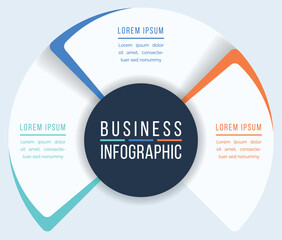 Wall Mural - 3 Steps Circle Infographic design 3 steps, objects, elements or options infographic business template