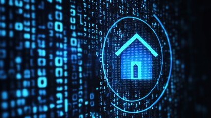 Poster - home icon in digital space