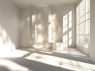 Aufkleber - Bright Minimalist Interior with Soft Shadows