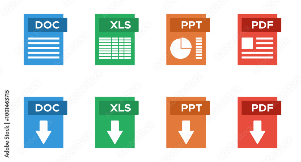 modern office electronic documents file formats DOC XLS PPT PDF ...