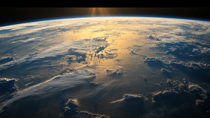 Wall Mural - a close-up view of earth surface from orbit, showcasing its continents, oceans, and cloud formations