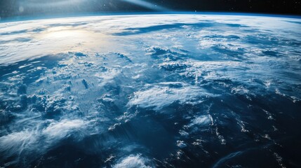 Wall Mural - a close-up view of earth surface from orbit, showcasing its continents, oceans, and cloud formations