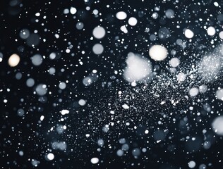 Wall Mural - white particles flying in the air, snowflakes falling from above