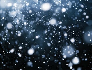 Wall Mural - white particles flying in the air, snowflakes falling from above