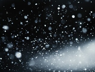 Wall Mural - white particles flying in the air, snowflakes falling from above