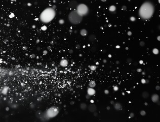 Wall Mural - white particles flying in the air, snowflakes falling from above