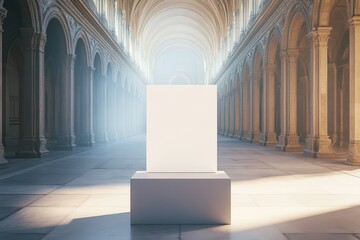 Wall Mural - A white box sits in the middle of a large, empty room