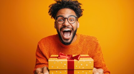 A person opening a prize box with excitement, showcasing the joy of winning.