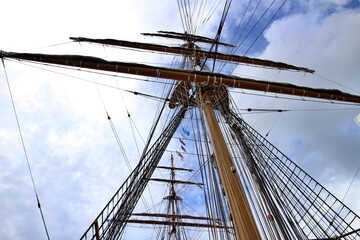 Mast of a sailing ship anchored in Tokyo Bay