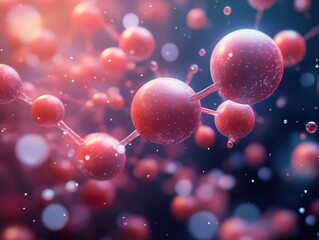 Wall Mural - abstract science background: glowing atoms and molecules