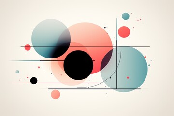 Poster - Minimalist abstract design featuring geometric shapes in soft pastel colors like pink and mint