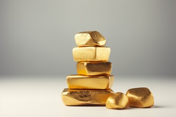 Poster - Elegant minimalist design featuring three gold bars on a clean white background for maximum focus
