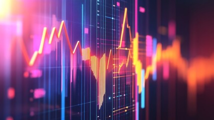 Aufkleber - A high-resolution image of a business financial graph with rising lines and bars, overlaid with numerical data and set against a clean, professional background.