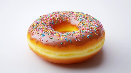 Poster - A high-resolution image of a classic donut with a shiny glaze and colorful sprinkles, set against a simple, clean background to emphasize its deliciousness.