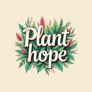 Plant hope quote typography, calligraphy design for t shirt, greetings card, calendar design idea. eco friendly, tree plantation, green movement t shirt design