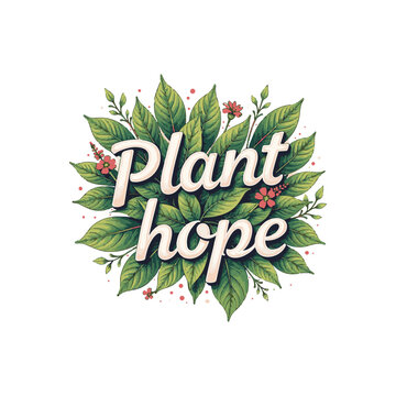Plant hope quote typography, calligraphy design for t shirt, greetings card, calendar design idea. eco friendly, tree plantation, green movement t shirt design
