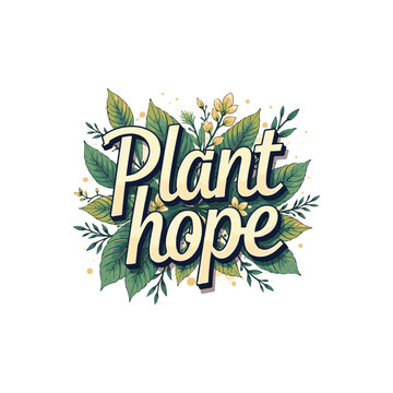Plant hope quote typography, calligraphy design for t shirt, greetings card, calendar design idea. eco friendly, tree plantation, green movement t shirt design