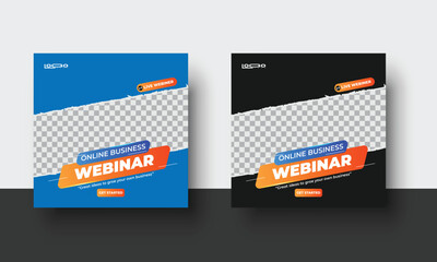 Wall Mural - business webinar invitation design. webinar and business conference social media post template.socia