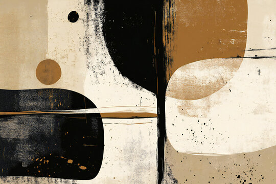 Abstract tile and shape pattern frame background with neutral color