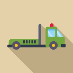 Poster - green tow truck with emergency lights on is waiting for cargo on a brown background