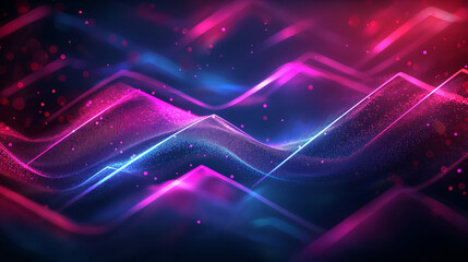 Vibrant neon wave pattern with glowing abstract blue and pink lights in a modern electric design