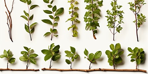 Wall Mural - green leaves isolated on white background