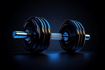 Poster - Minimal dumbbell icon, a simple and sleek representation of strength training, designed in modern, abstract lines