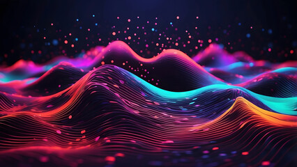 Poster - Abstract Wavy Pattern with Neon Purple and Pink Lights, A Modern Design Guide
