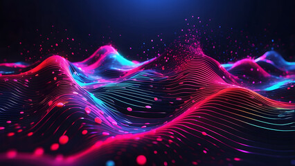 Poster - Abstract Wavy Pattern with Neon Purple and Pink Lights, A Modern Design Guide